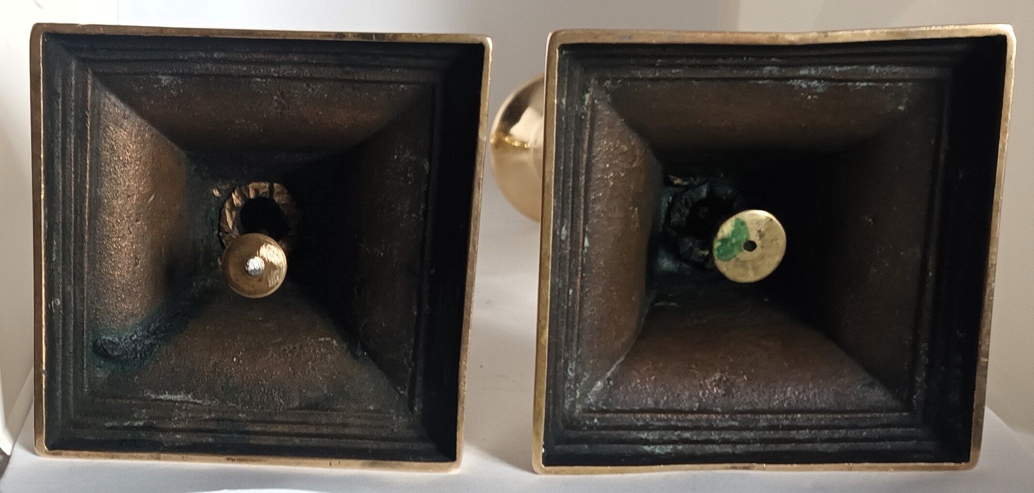 Pair of Antique English Georgian Brass Candlesticks - Image 3